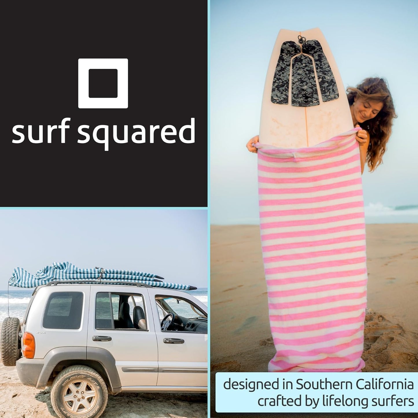 Surf Squared Surfboard Sock Cover | Lightweight Protective Bag for Shortboard, Longboard & SUP