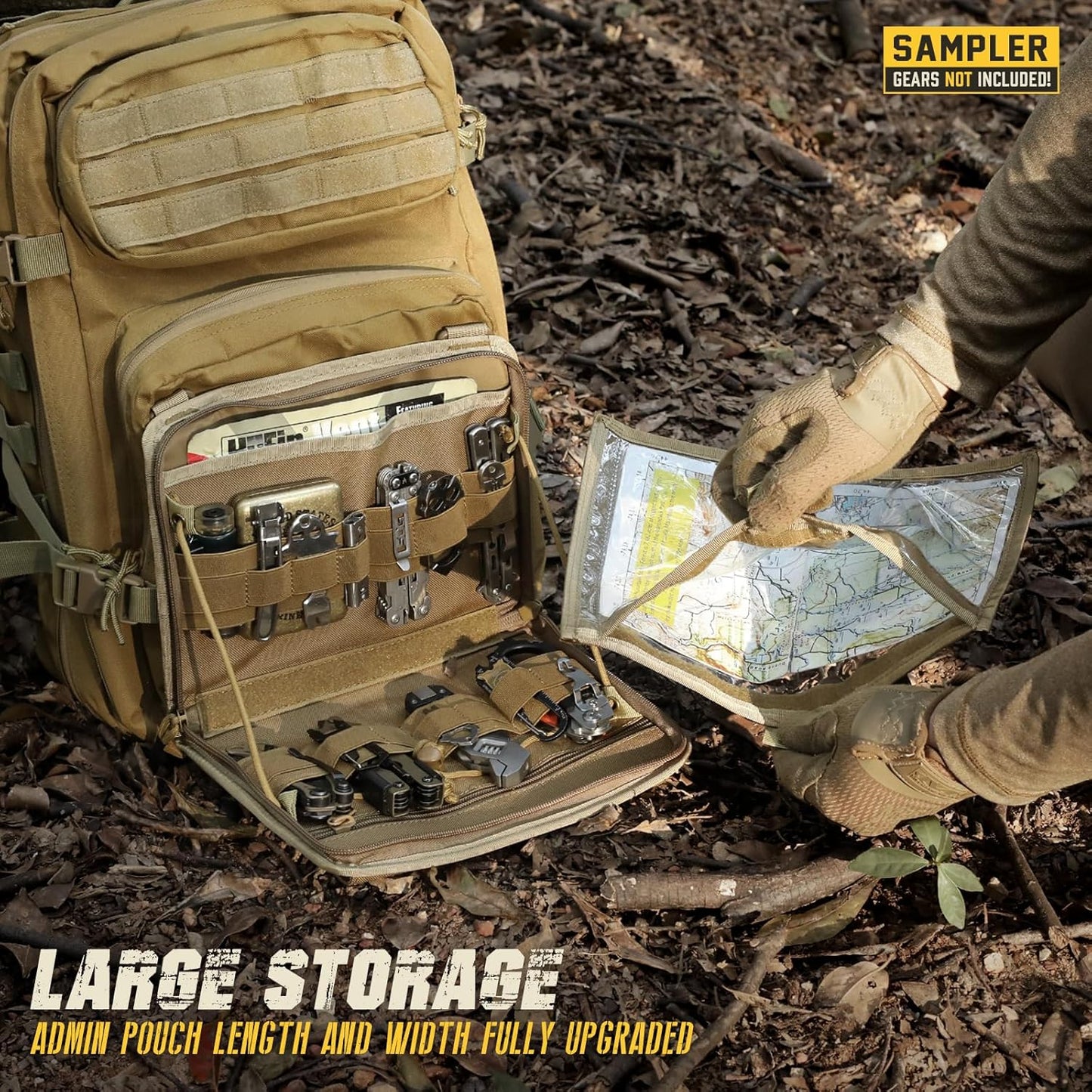WYNEX Tactical Folding Admin Pouch - Modular EDC Utility Organizer Bag with Laser-Cut Design | Includes U.S. Patch