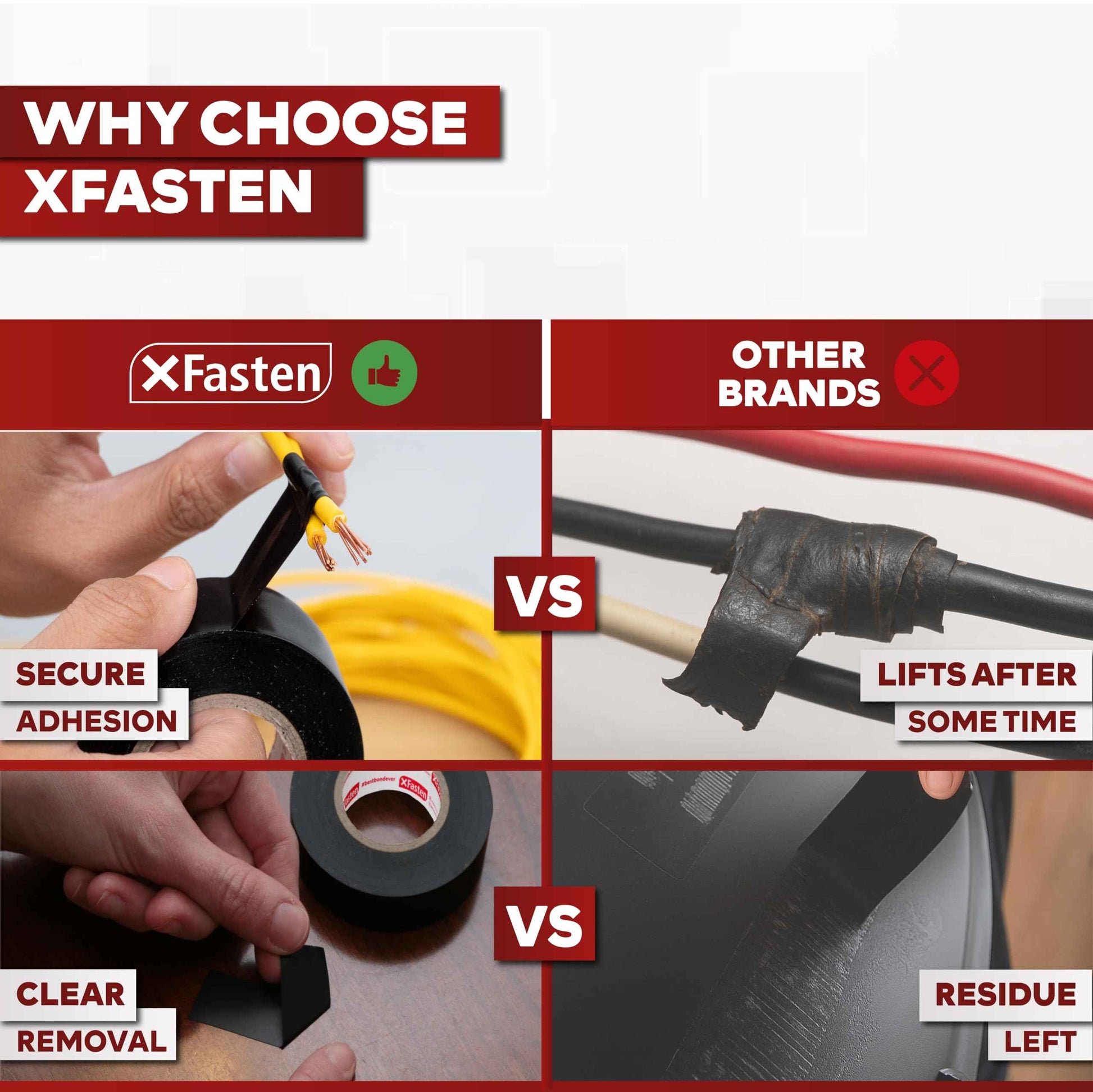 XFasten Electrical Tape Black 3/4 Inch x 66 Feet 12-Pack (792 Feet Total) UL/CSA Listed High Temp Residue-free Vinyl Automotive Electric Tape Waterproof (Black, 3/4 Inch x 66ft (12-Pack 792 ft Total))