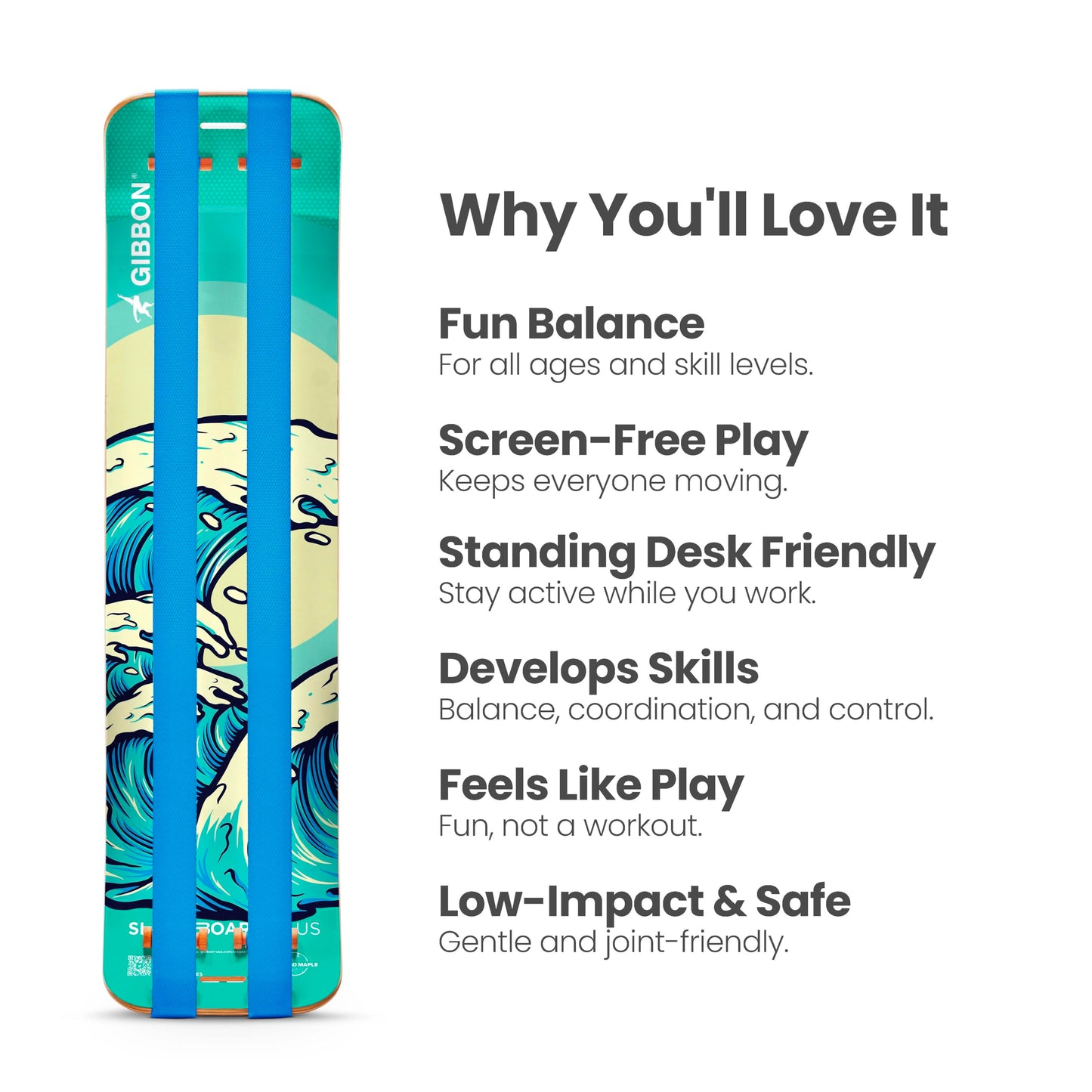 GIBBON SlackBoard, Balance Board Kids & Adults, Slackline Balance Trainer