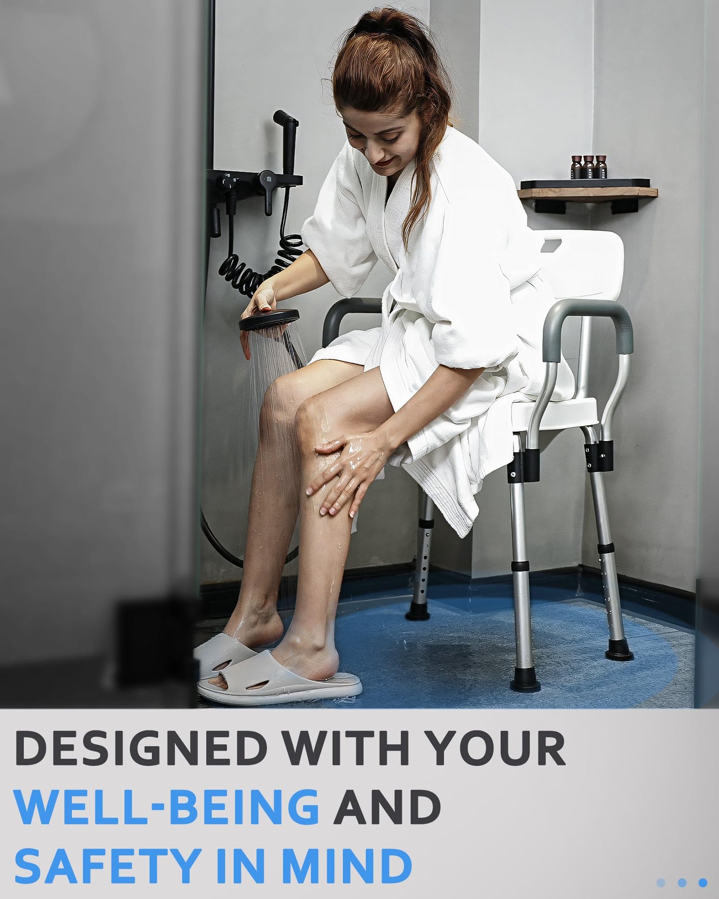 Sangohe Shower Chair - Shower Chair for Inside Shower - U-Shape Seat Heavy Duty Shower Chair - Shower Chair with Arms for Handicap - Wide Shower Seats for Elderly - Shower Chair for Bathtub, 796E