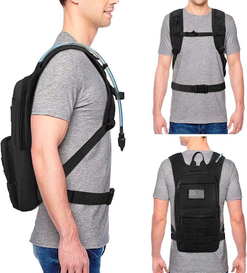 NOOLA 3L Hydration Backpack, Water Backpack with TPU Water Bladder, Tactical Hydration Pack for Men Women, Molle Water Backpack for Hiking, Biking, and Hunting, Black