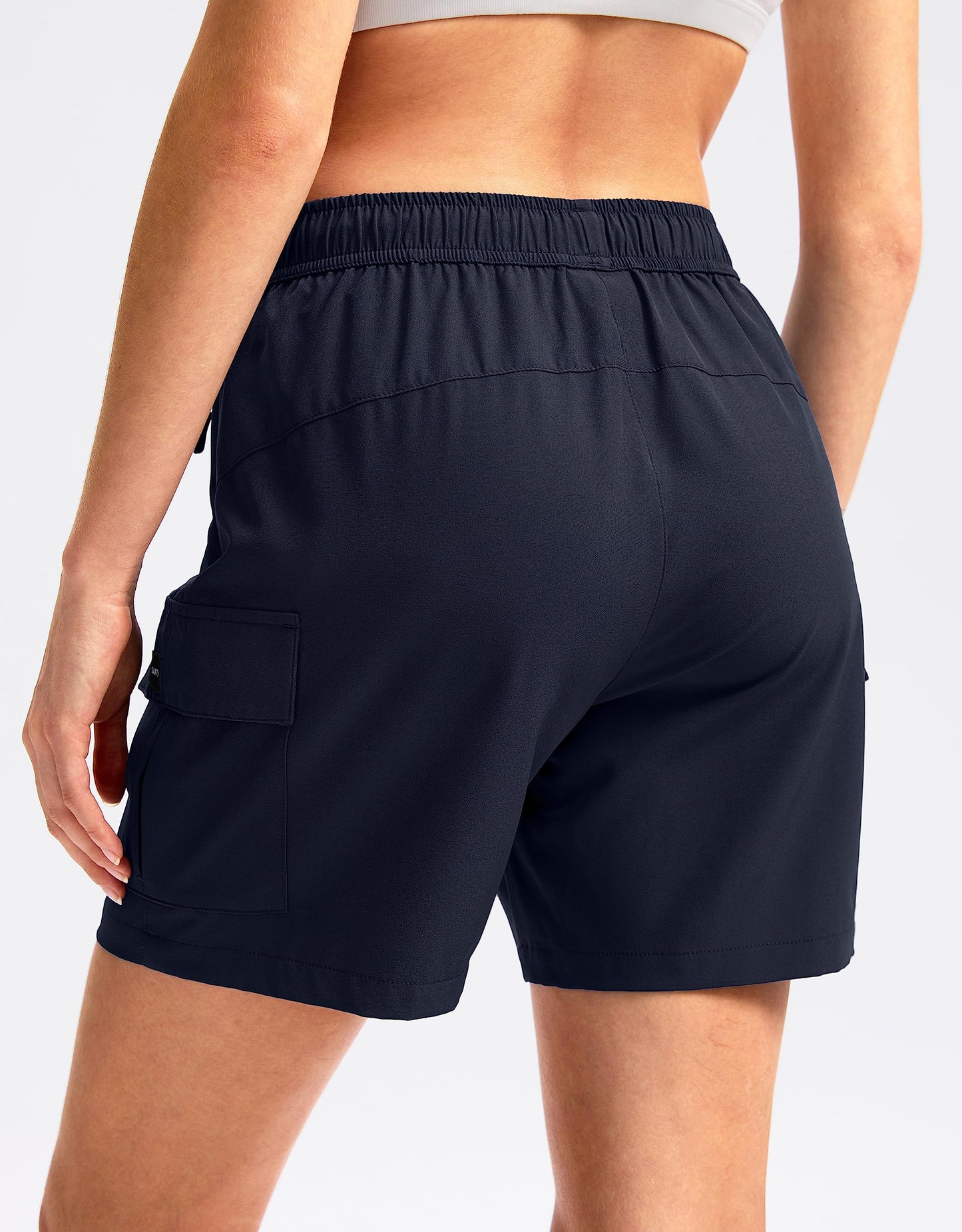 SANTINY Women's 5''/ 7''/9'' Hiking Cargo Shorts Quick Dry Lightweight Summer Shorts for Women Athletic Golf Zipper Pockets(Navy_XXL)