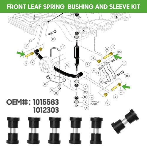 10L0L Golf Cart Repair Bushing Kits - Golf Cart Front Rear End Repair Bushing Kits for Club Car DS 1993 Up - Front Suspension Upper/Lower Rear Kit with Leaf Spring Bushings Sleeve Kit