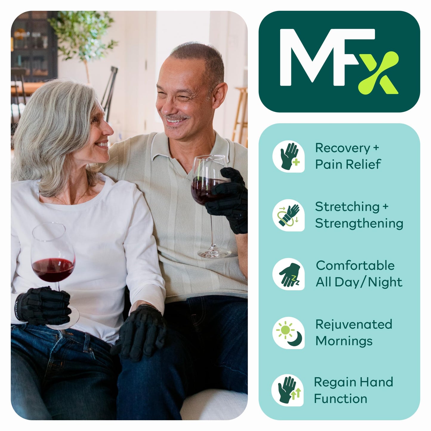 MetaFlex Compression Gloves for Arthritis, Carpal Tunnel, Swelling, Mobility - Full Finger Glove Compresses, Stretches & Strengthens Hand - Adjustable Resistance for Men & Women - Medium