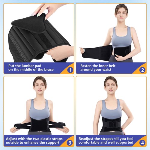 Cerviva Back Brace Support Belt-Lumbar for Back Pain, Sciatica, Scoliosis, Herniated Disc Adjustable Support Straps-Lower Back Brace with Removable Lumbar Pad for Men & Women, Lumbar Support Belts for work (Medium)