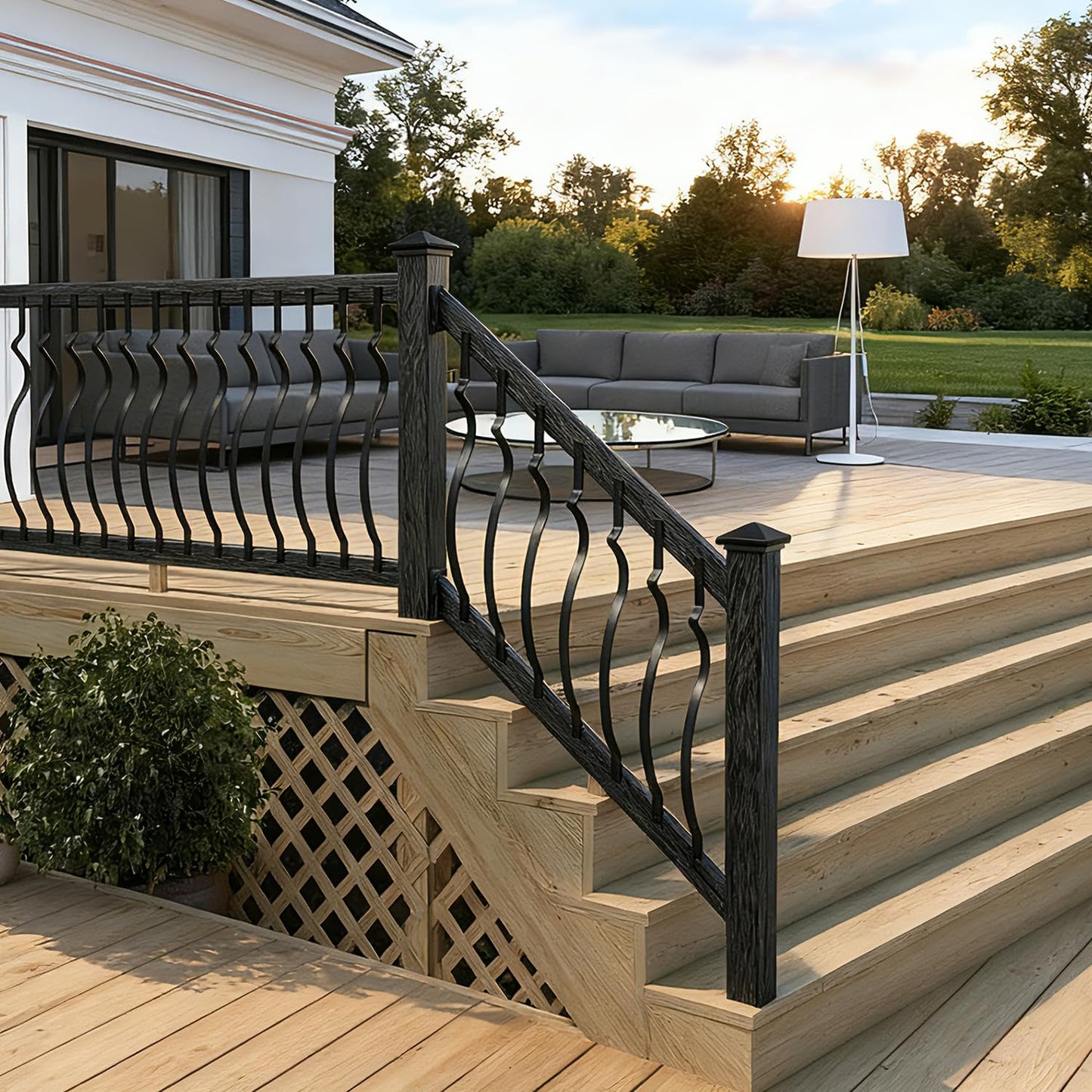 Hypergiant Iron Deck Balusters 30Pack 29.5" Inches Heavy Duty Deck Spindles Balusters with Screws,Metal Wave Arc Balusters for Outdoor Stair Porch,Deck Spindles Black Metal Outdoor Deck Railing