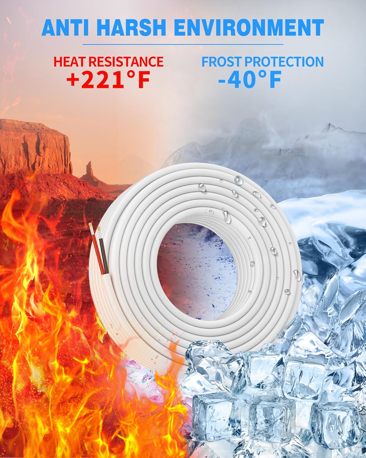 NAOVEO 18 AWG Stranded PVC Tinned Copper Wire - Flexible Low Voltage Electrical Cable (30FT)