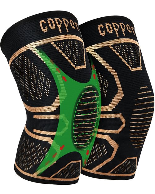 WellSync Copper Knee Braces for Knee Pain 2 pack, Knee Compression Sleeve Support for Men and Women, Medical Grade Knee Brace for Working Out Running Arthritis Sports Meniscus Tear Joint Pain Relief M