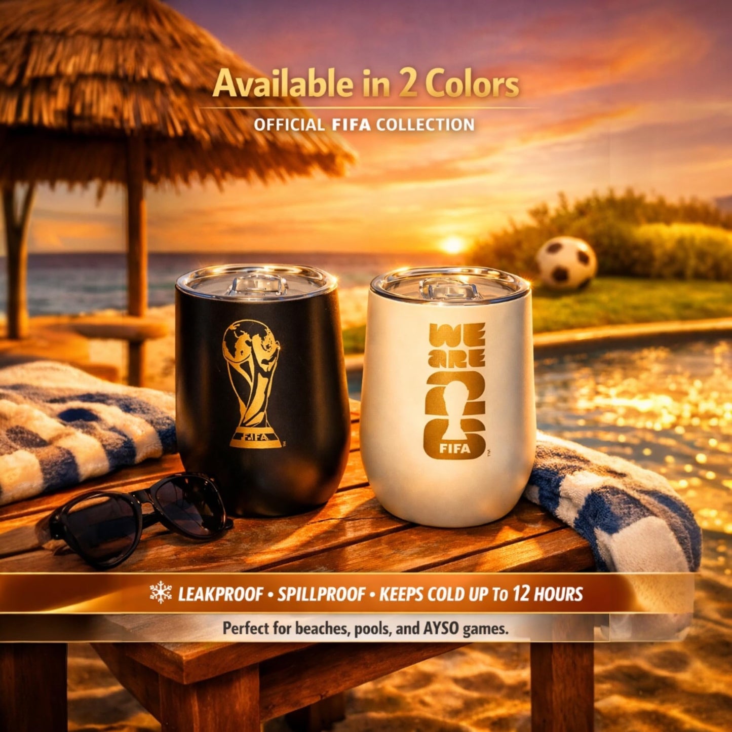 Official 2026 FIFA World Cup 12oz Insulated Wine Tumbler – Stainless Steel, Reusable, Dishwasher Safe - Keeps Drinks Chilled - Crafted for Everyday Use, From Cozy Nights to Vibrant Tailgate
