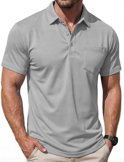 MAGCOMSEN Polo Shirts for Men Short Sleeve Collared Golf Shirt with Pocket Moisture Wicking Quick Dry Performance Polos