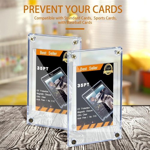 Jetec 20-Piece Baseball Trading Card Protector Set - 35 Pt Acrylic Clear Display Holders