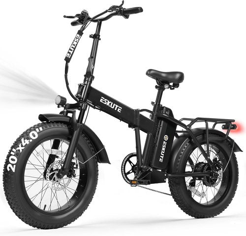 ESKUTE D300 Electric Bike - 1200W Peak Motor, 48V 20.8Ah Removable Battery, 20x4 Fat Tires | 28 MPH, Up to 80 Miles