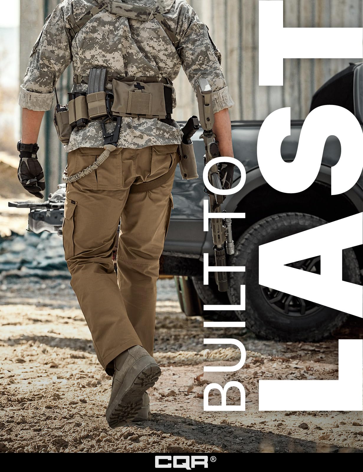 CQR Men's Tactical Pants, Water Resistant Ripstop Cargo Pants, Lightweight EDC Work Hiking Pants, Outdoor Apparel, Raider Mag Cougar, 36W x 34L