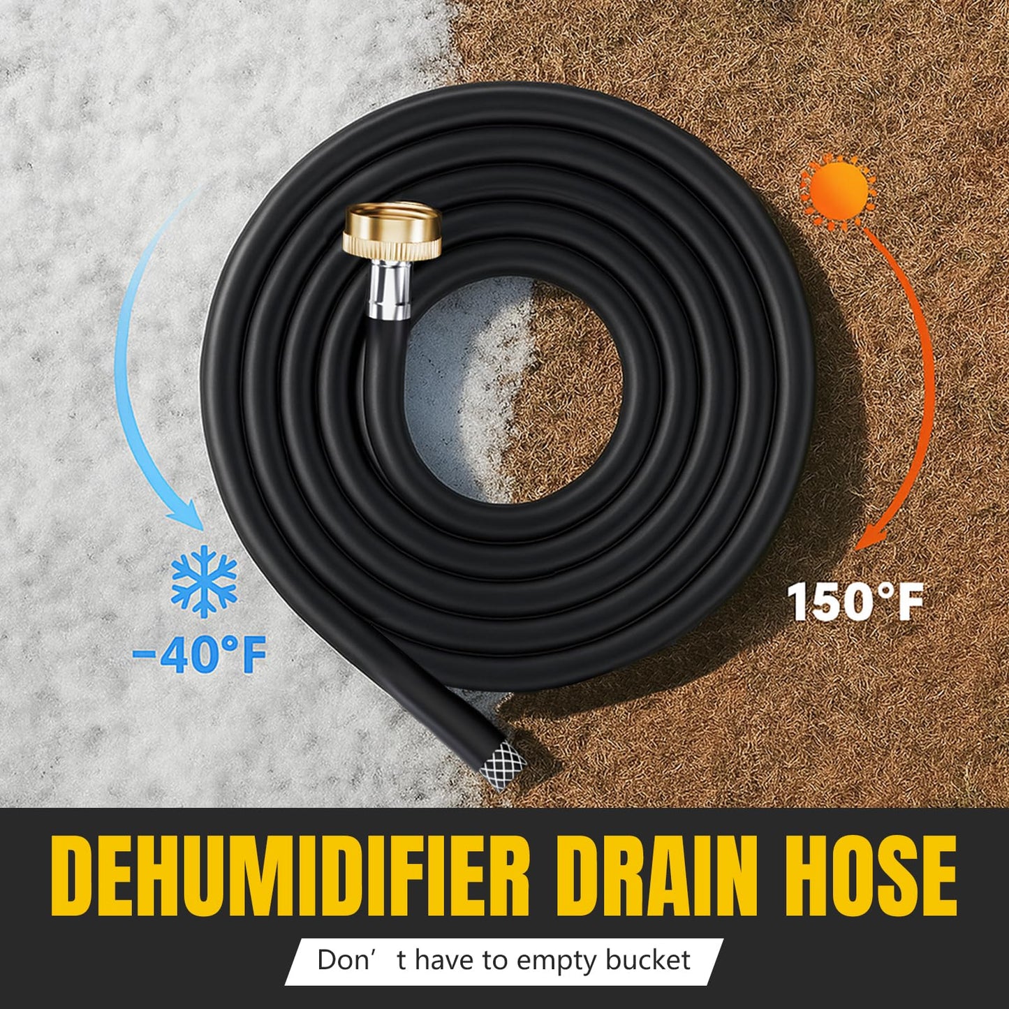 (7 Length Options)5FT Dehumidifier Drain Hose with 3/4 Inch FHT Leak-Proof and Rust-Resistant Connector Portable AC Tangle-Free Thickened Drain Hose Indoor Perfectly Fit Most Dehumidifier Models