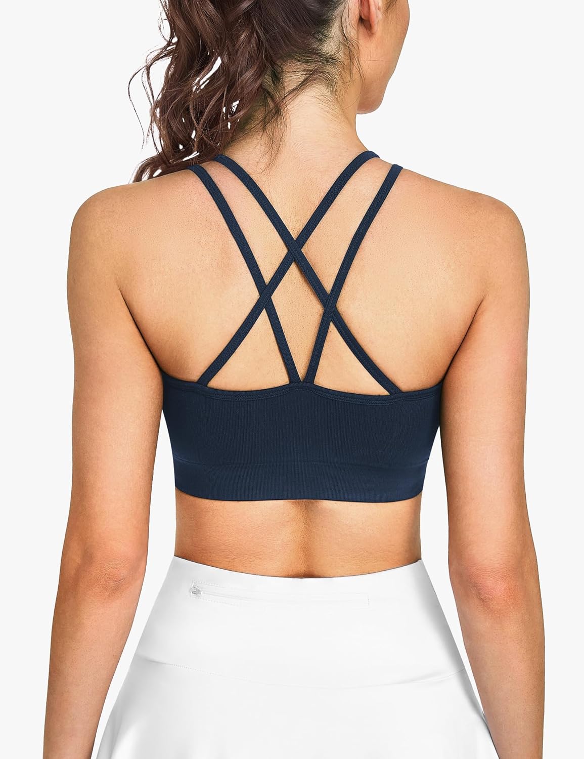 WANAYOU Sports Bras - Strappy Cross Back Medium Support Workout Bra | Padded Athletic Bra 3 Pack