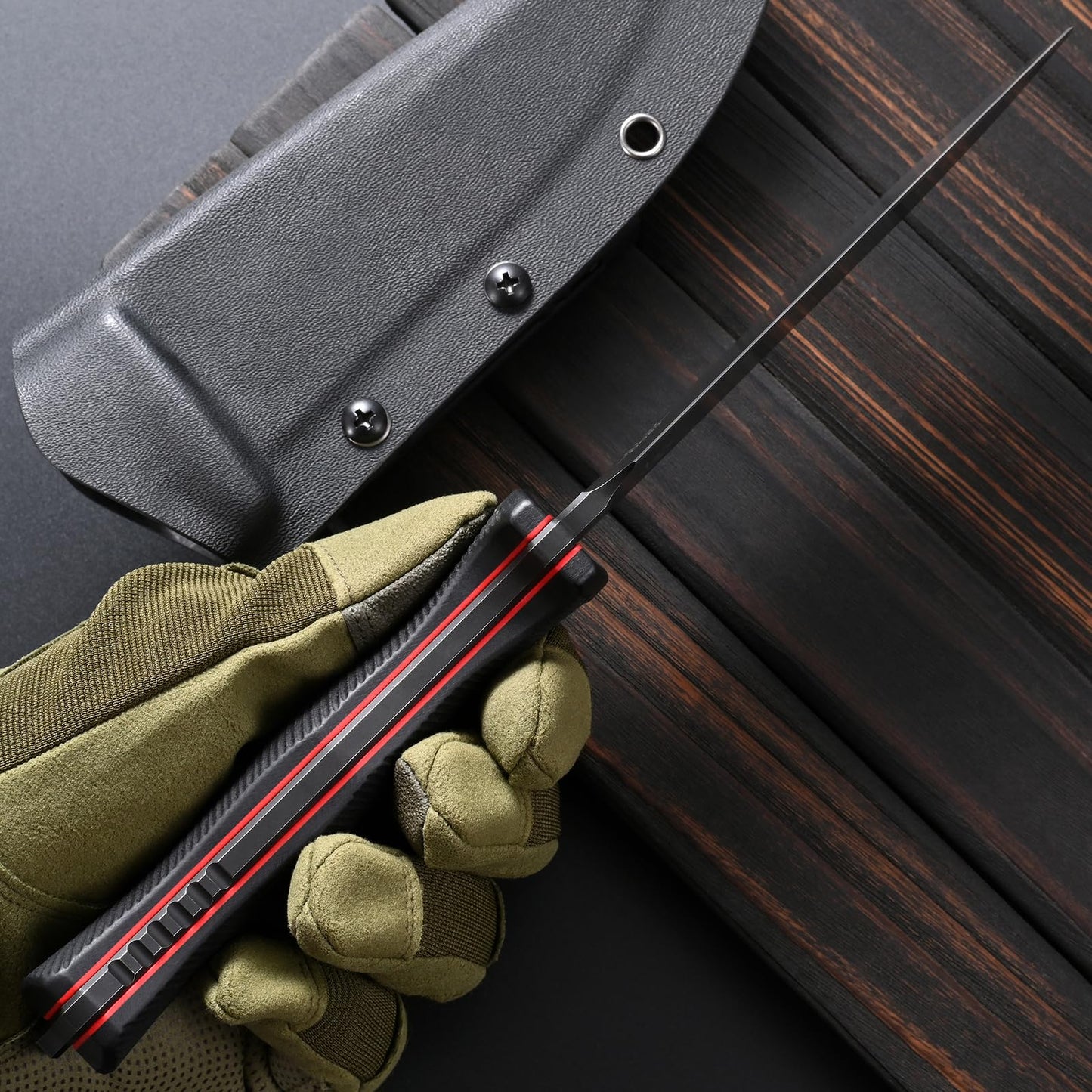 Sitivien ST37 Fixed Blade Knife Black Stonewashed DC53 Steel Blade Two Tone G10 Handle Full Tang Knife with Sheath for Outdoor Camping Hiking Working Survival (Black)