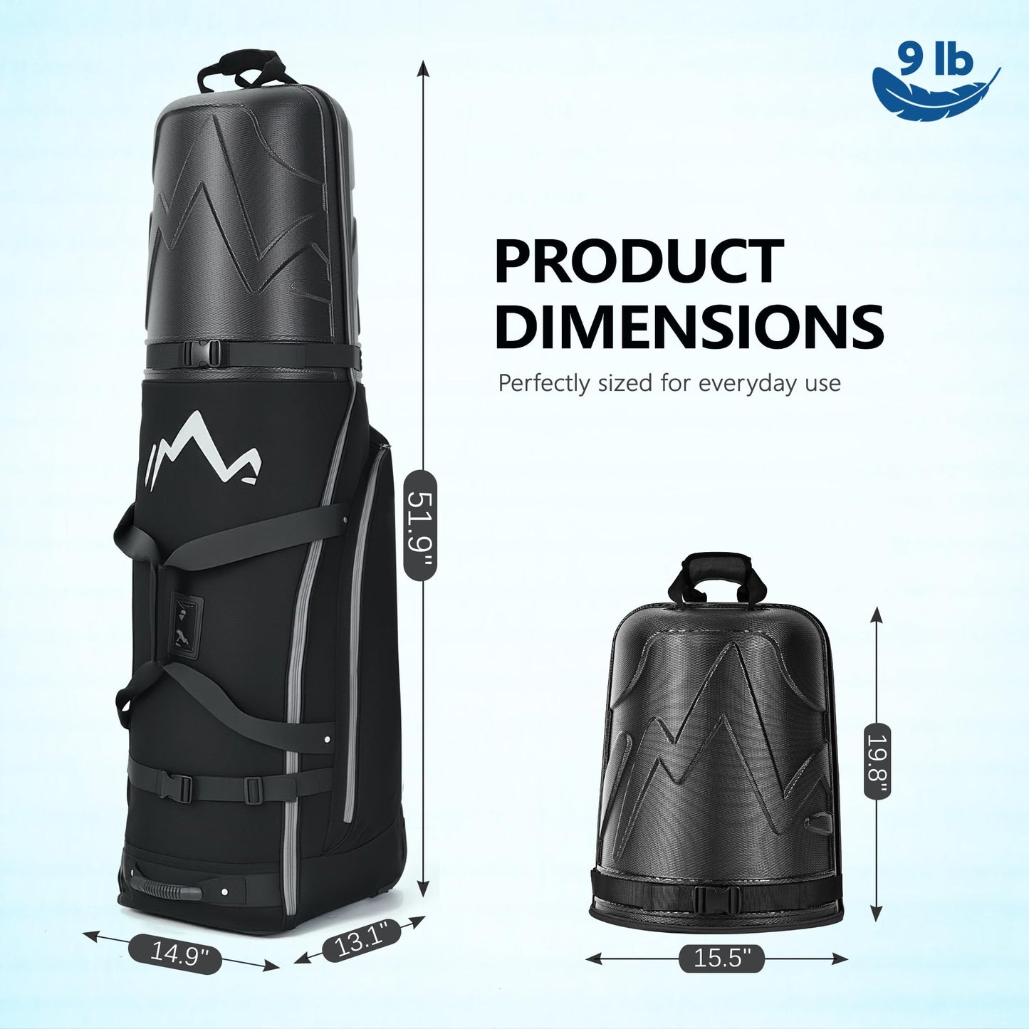 UNIHIMAL Golf Travel Bag for Airlines with Wheels, PC Hard Case Top Golf Club Travel Bag with 1680D Fabric, Shield Your Clubs with Lightweight Durability