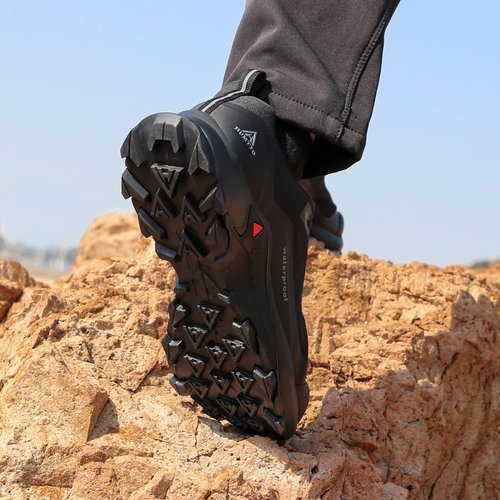 HUMTTO Men's All-Terrain Waterproof Hiking Shoes Lightweight Breathable Trekking Trails Shoes Anti Slip Outdoor Shoes 11 Black