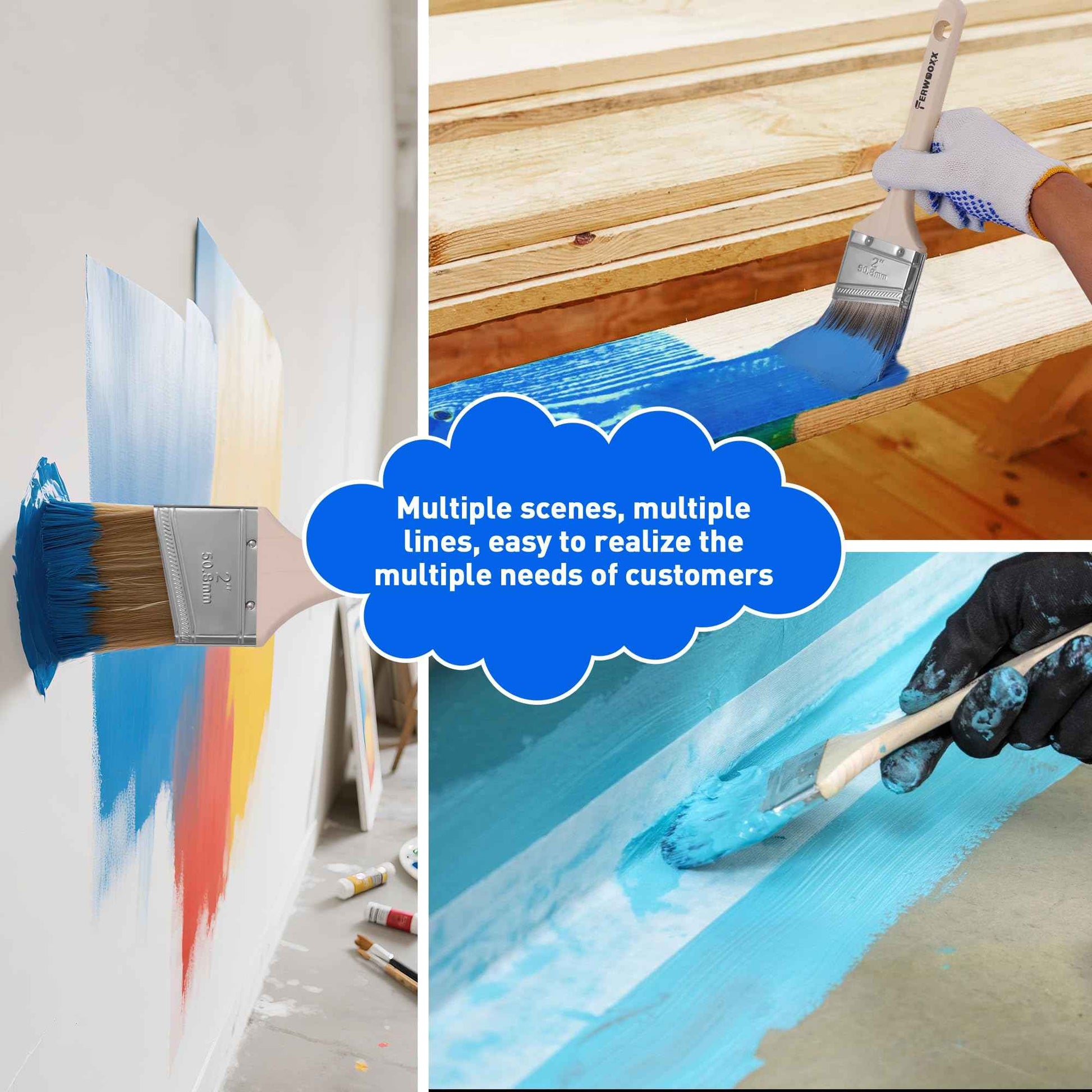 Paint Brush, 2IN Stain Brushes for Painting Walls,House Touch-Ups,and Fence Staining, Wooden Handle Masonry Paintbrush(12 Packs)