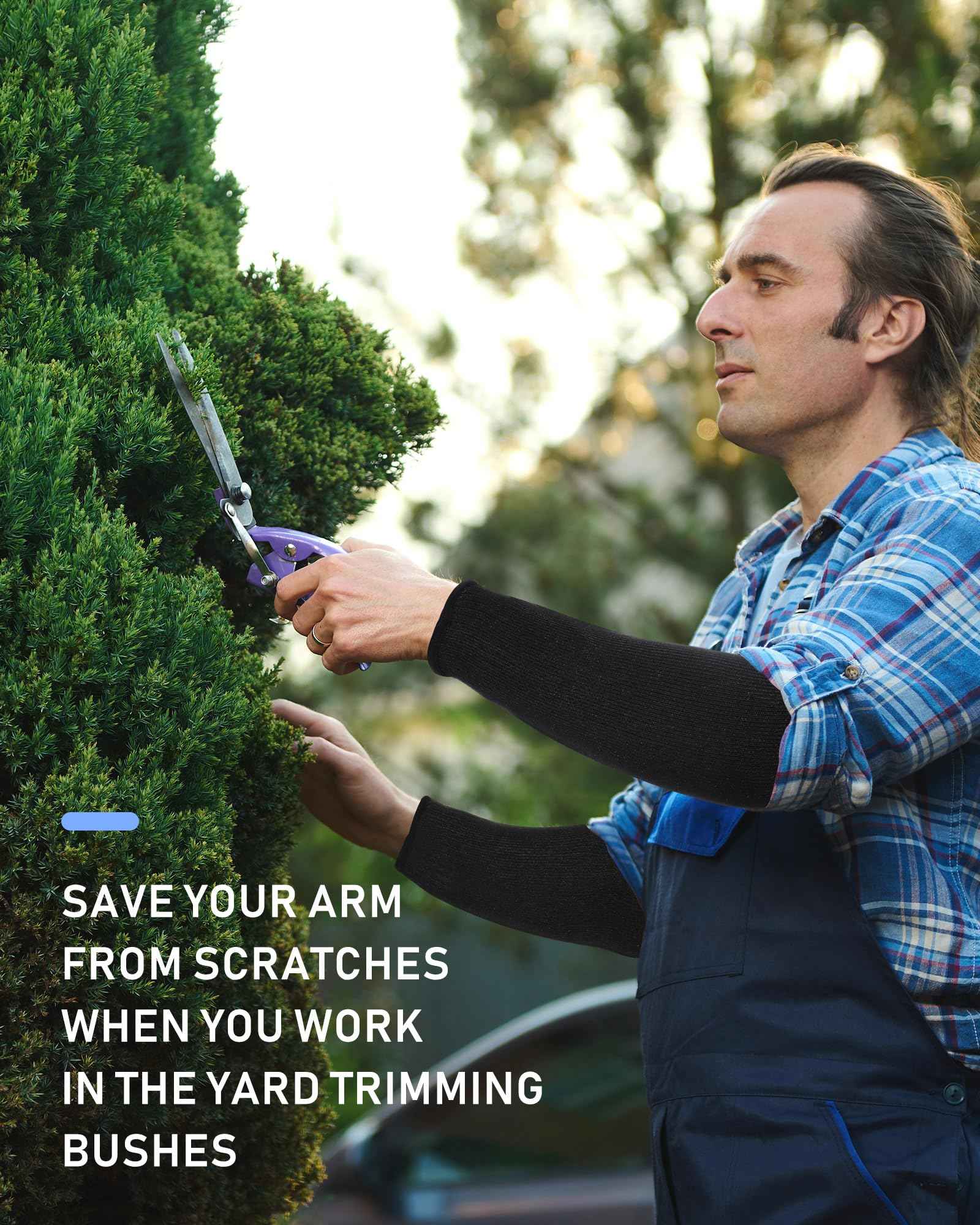 Neer 3 Pairs Cut Resistant Arm Sleeves Level 5 Arm Guard Protectors for Welding Gardening Kitchen Thin Skin Bruising Forearm(M,Black Blue Gray)