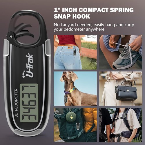 3D Pedometer - Accurate Step Counter with Removable Clip & Carabiner | Ideal for Men, Women & Kids