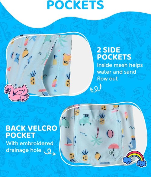 Maamgic Boys Swim Trunks - Quick Dry Bathing Suit with Compression Liner | 4-Way Stretch Toddler Shorts