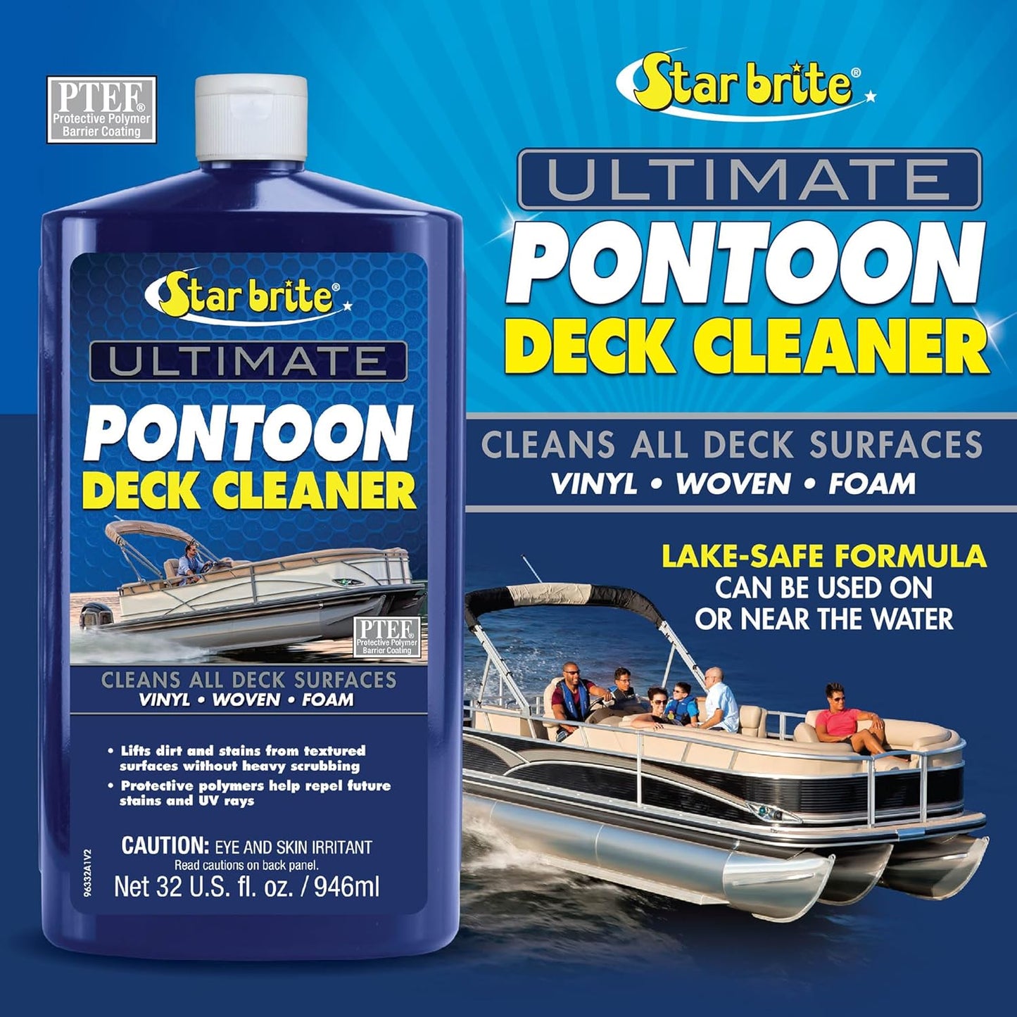Star Brite Ultimate Pontoon Deck Cleaner - Effortlessly Lift Dirt & Stains from All Surfaces - 32 OZ