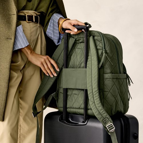 Vera Bradley Women's Performance Twill Large Bancroft Backpack, Bronze Green, One Size