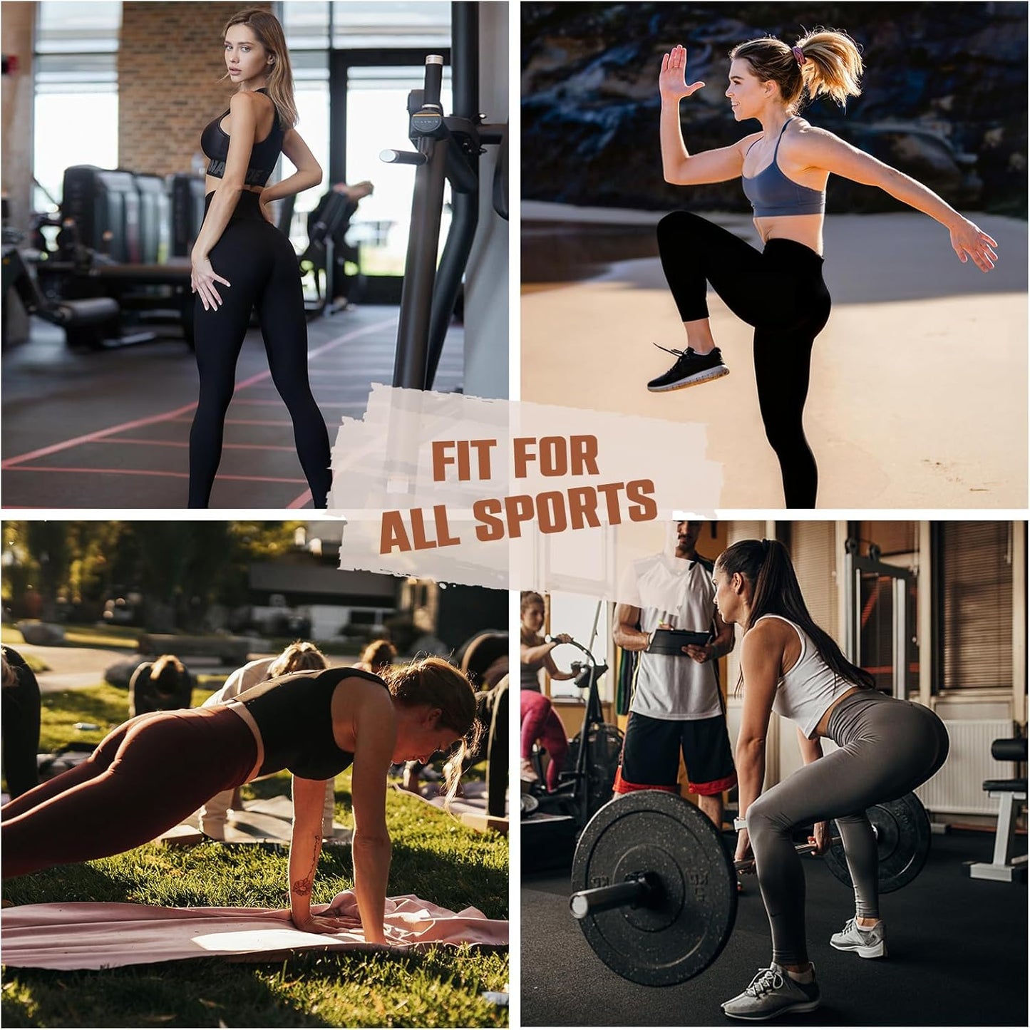 SINOPHANT Leggings for Women - Buttery Soft High Waisted Full Length Capri Yoga Pants | 4 Pack