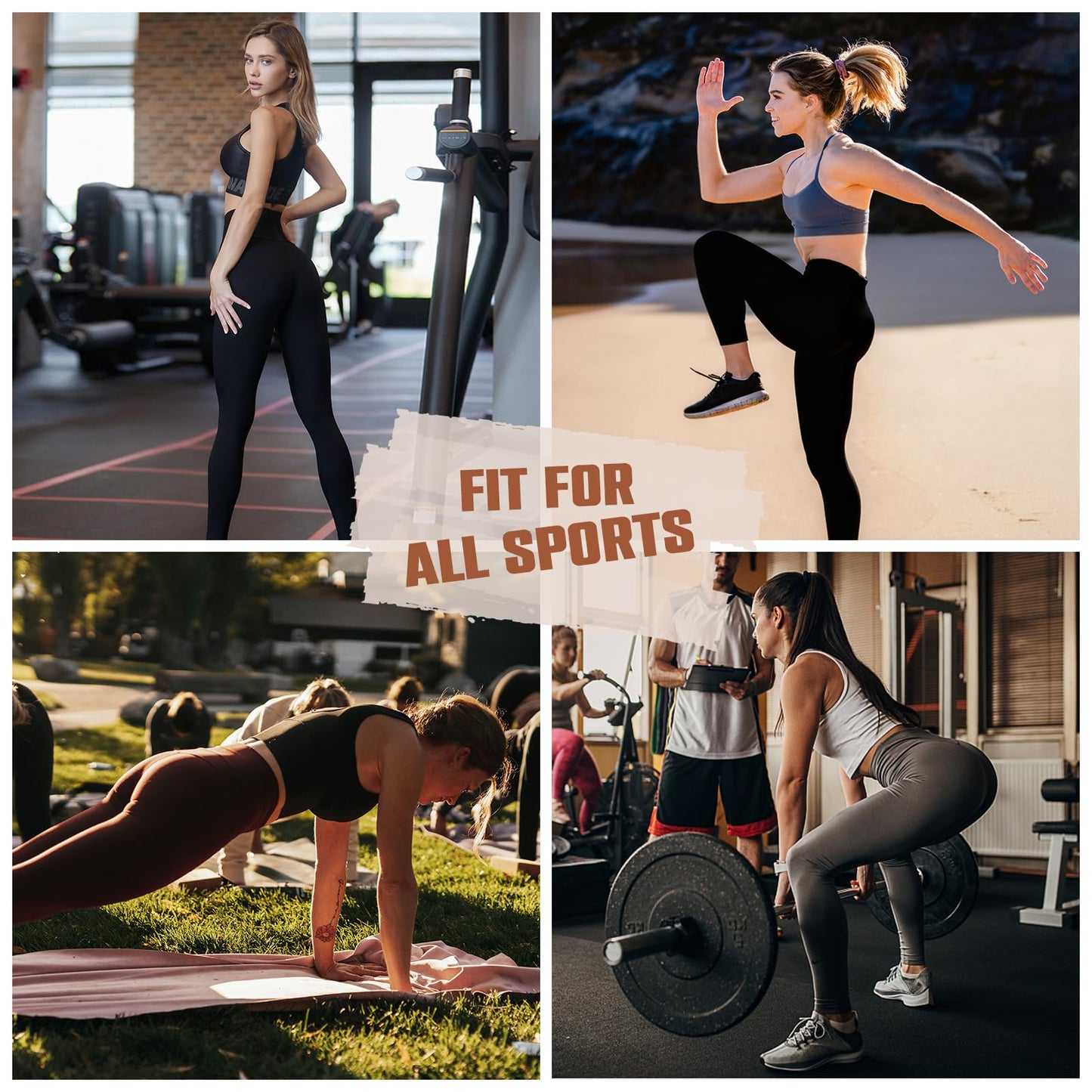 SINOPHANT 4 Pack Leggings for Women - Full Length Capri Buttery Soft High Waisted Yoga Pants for Athletic Workout Sports Black/Black/Black/Black L-XL