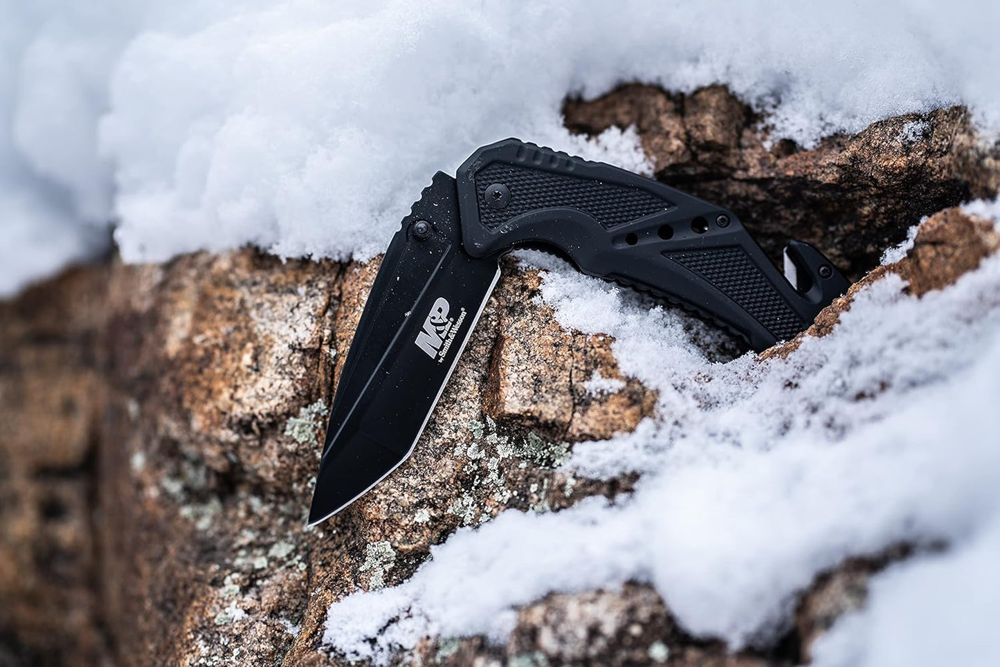 Smith & Wesson M&P Folding Knife - 8.9in High Carbon Steel with 3.8in Tanto Blade, Black Aluminum Handle