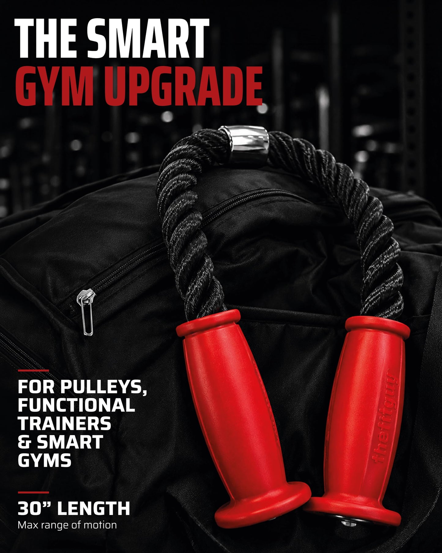 THEFITGUY Ergonomic Tricep Rope | 30” Non-Slip Cable Attachment | Wrist Pressure Relief | Grip Strength & Forearm Activation | Home & Commercial Gym Accessory | for Cable Machine & Smart Gym