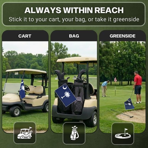 Fore Supply Golf Towel with Magnet - Premium Absorbent Microfiber Towel with Clip - 24"x16" - for Cart, Club or Bag - Golf Rag, Accessories & Golfing Gear - Waffle Weave Pattern (South Carolina)