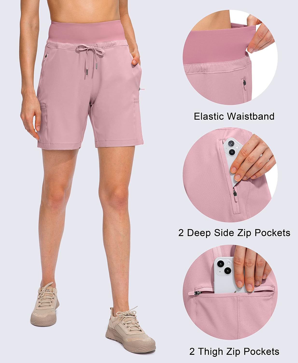Obla Women's Hiking Cargo Shorts - Quick Dry, High Waisted, 7-Inch Length for Summer Adventures