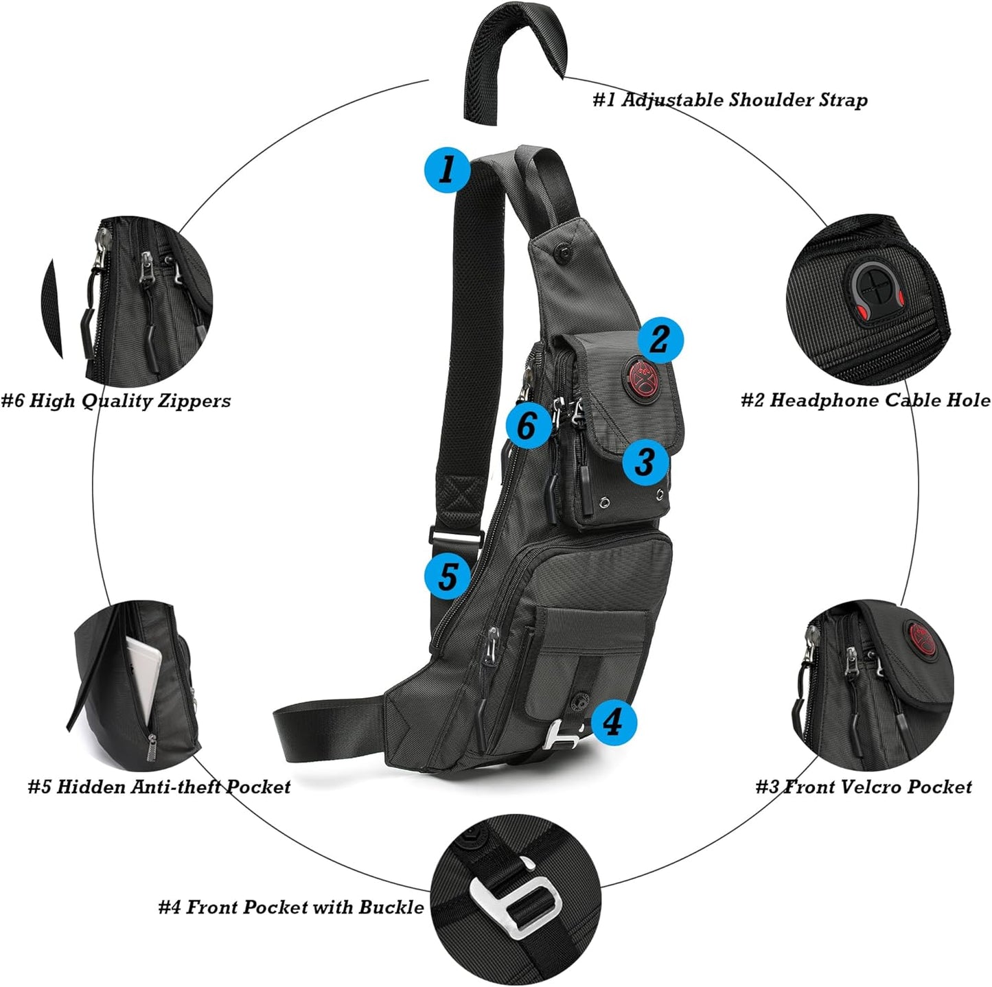 NICGID Sling Bag Chest Shoulder Backpack Crossbody Bags Casual Daypack for Men Women