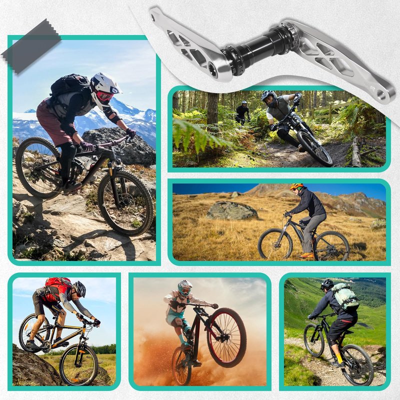 BUCKLOS MTB Mountain Bike Crank Arm Set with Bottom Bracket -170MM Aluminum Alloy Hollowtech Direct Mount Single Speed Cranksets for BMX DH AM XC （Black/Titanium/Silver）