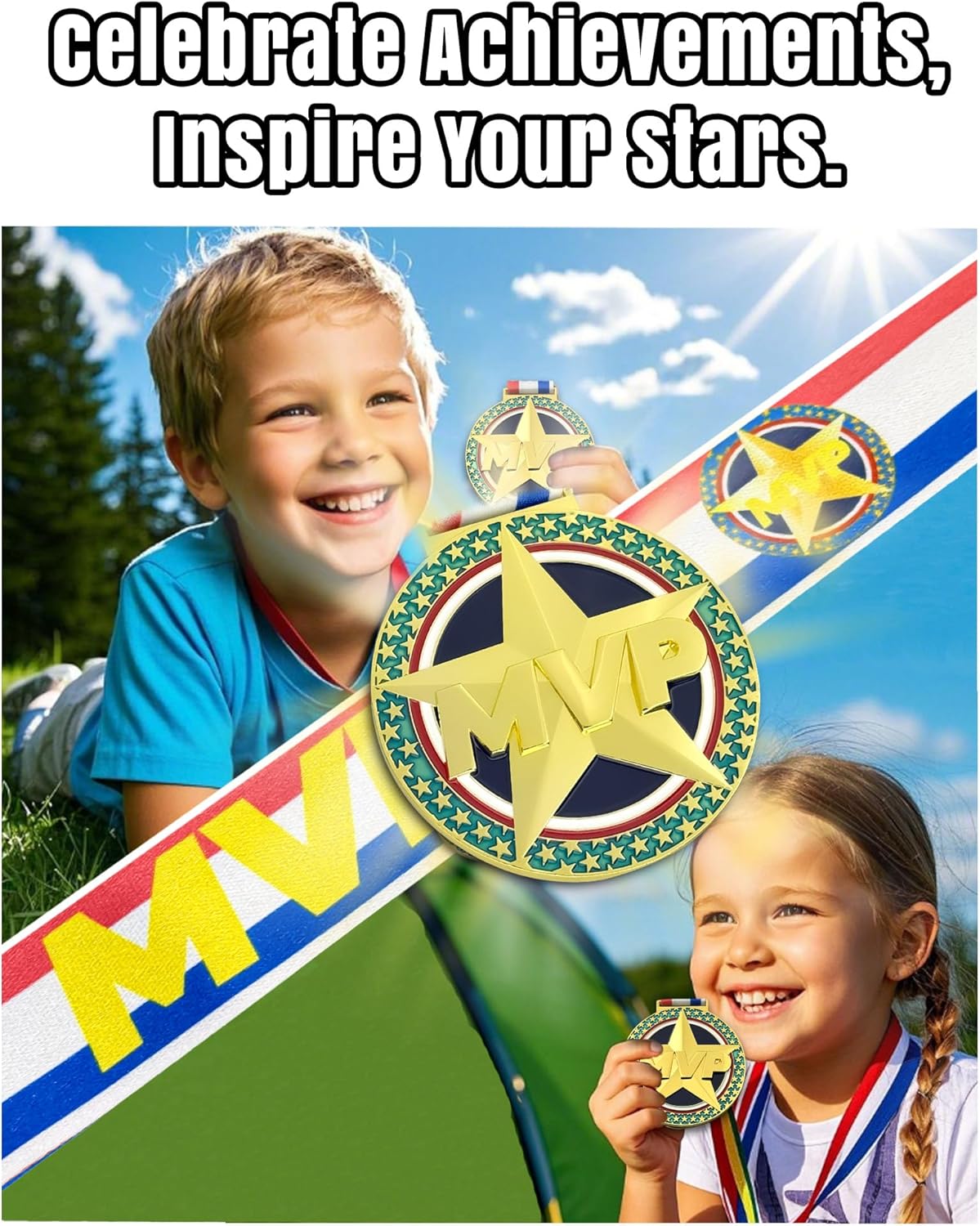 MVP Champion Awards Medals - Heavy Duty Sports Medals for Basketball, Football, Soccer | Team MVP Gift