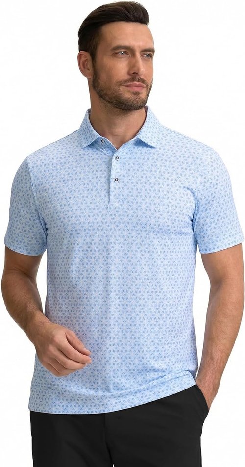 Esabel.C Golf Shirts for Men - Dry Fit Performance Short Sleeve Moisture-Wicking Collared Shirt
