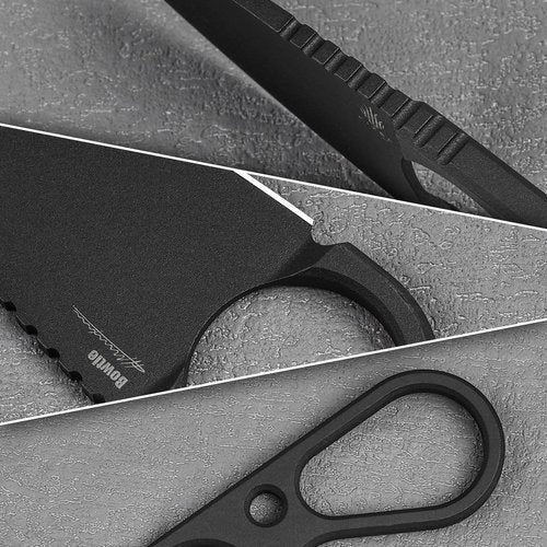Kizer Bowtie Small Fixed Blade Knife, D2 Steel EDC Hunting Pocket Knife, 5.83 Inches Horizontal Carry Black Neck Knives, Survival Camping Knives with Sheath, 1061A2