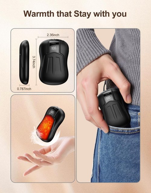 AI Dual-Sided Hand Warmers Rechargeable 2 Pack, 10000mAh 1S Ultimate Fast Heating Electric Hand Warmer with UL Certified, Portable Pocket Heater Gifts for Men Women Christmas Hunting Golf Camping