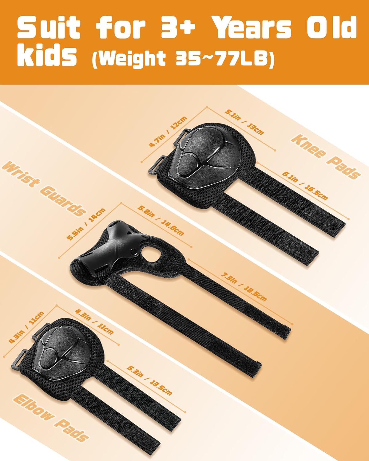 Skiennix Kids Protective Gear Set - Knee & Elbow Pads with Wrist Guards for Ages 3-8 | Enhanced Material for Skating & Cycling