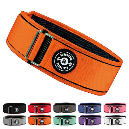 Weight Lifting Belt for Squats, Weightlifting Belt for Deadlifts - 4in Back Support for Bodybuilding | Powerlifting, Locking Metal Buckle, Weight Lifting Belts for Men - Quick Locking (Orange, M)