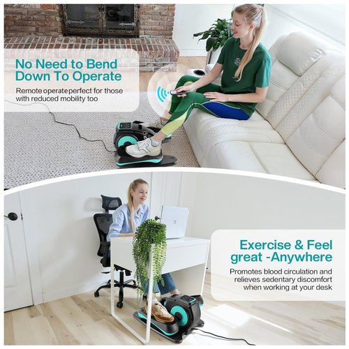 AODI Under Desk Elliptical Machine, Leg Exerciser for Seniors Adults, Adjustable Speeds Elliptical Trainer with Remote, Quiet & Portable Mini Seated Pedal Exerciser for Home Office Use