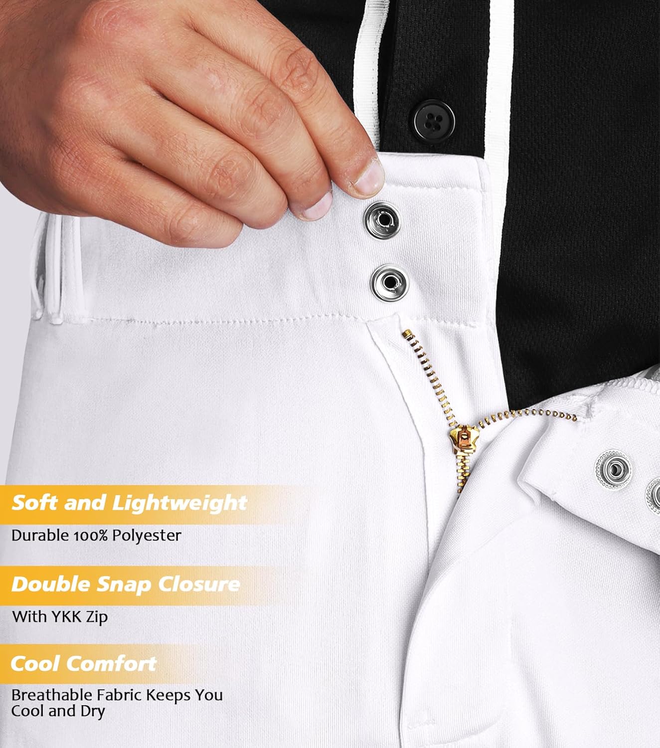 Skiennix Men's Baseball Pants - Full Length, Open Bottom, Adjustable Fit | Comfortable Loose Fit