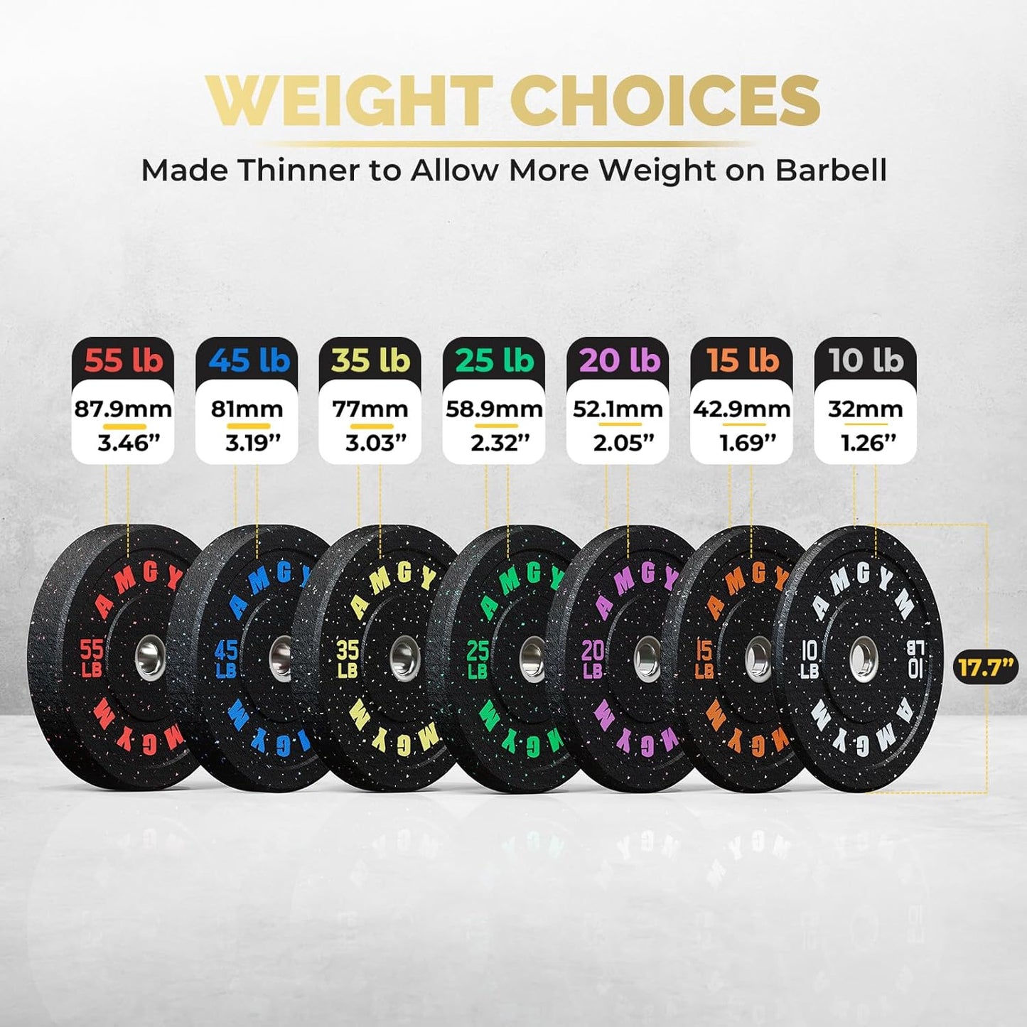 Skiennix 2-Inch Bumper Plates - Olympic Weight Plates Set for Home Gym | 10-650lbs, Multiple Colors