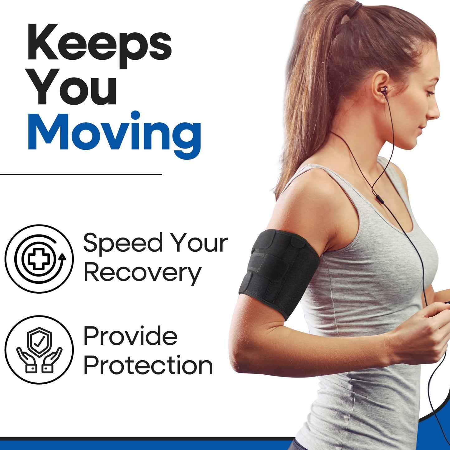 ARMSTRONG AMERICA Bicep Tendonitis Brace, Bicep Band & Upper Arm Compression Sleeve I Triceps & Biceps Muscle Support For Upper Arm Tendonitis Pain Relief Or Bicep Strains (LARGE 10" to 16")