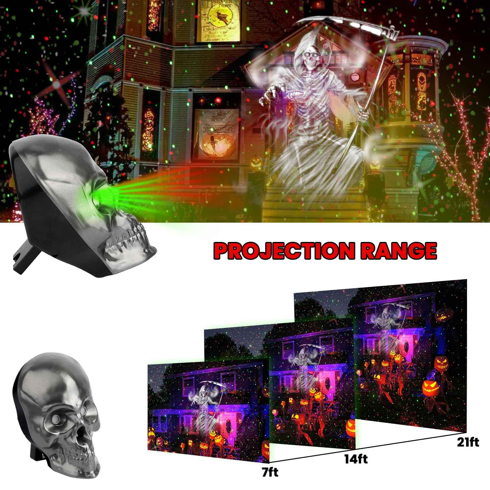 Halloween Projector - Reaper Projector Decorations Light with Timer,Remote Control, Hollween Lights for House, Garden, Yards, Scary Decorations