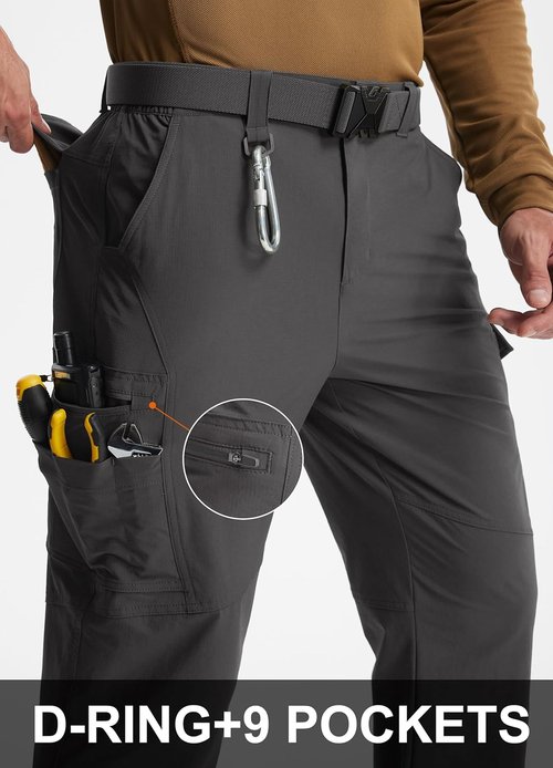 Libin Men's Cargo Pants - Water-Resistant Tactical Hiking Trousers with 9 Pockets | Stretch Fit