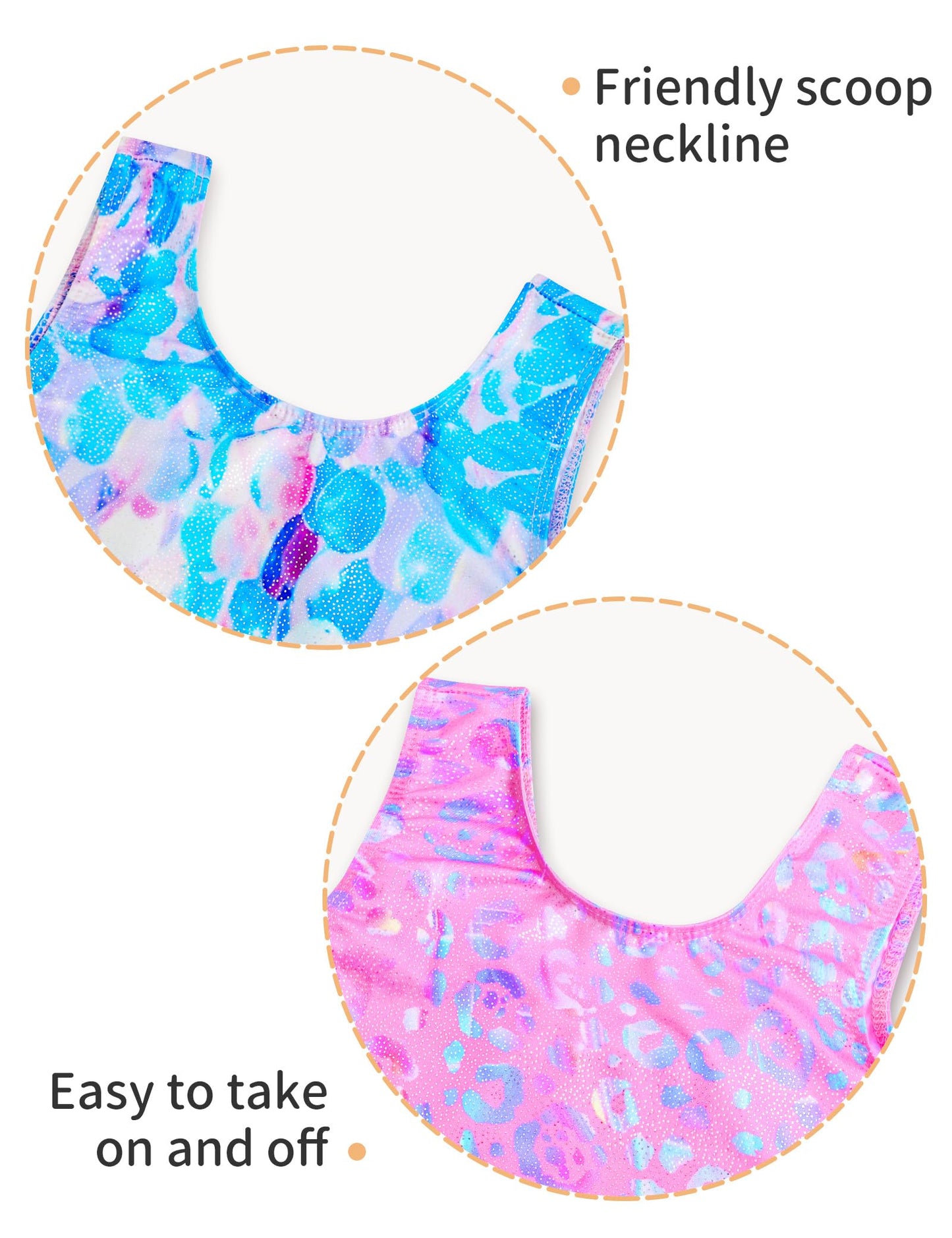 Nokecina Girls Gymnastics Leotards Size 8-9 Years Old 2 Pack Sleeveless Pink Blue Biketards Adorable Bodysuits
